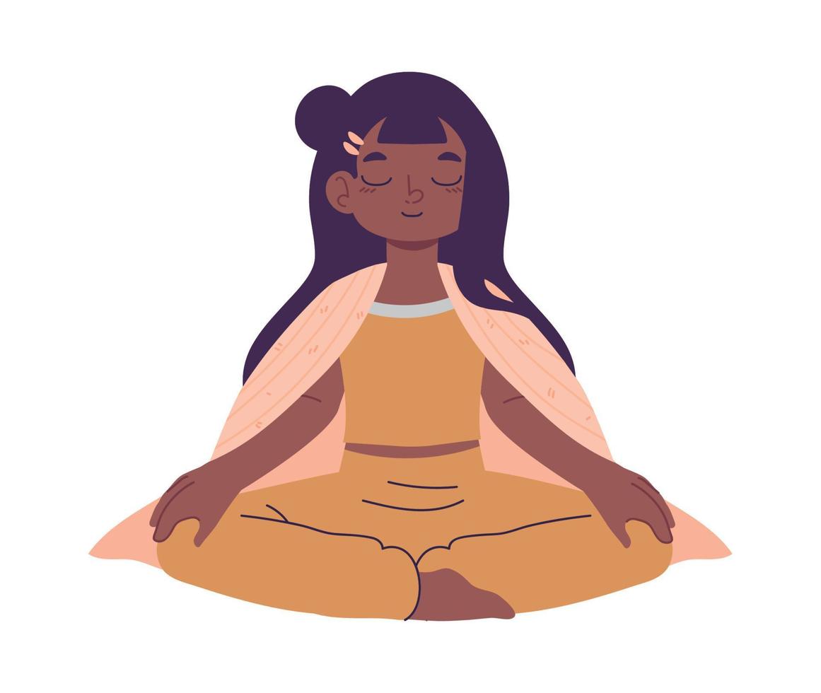 meditación de mujer en posición de loto vector