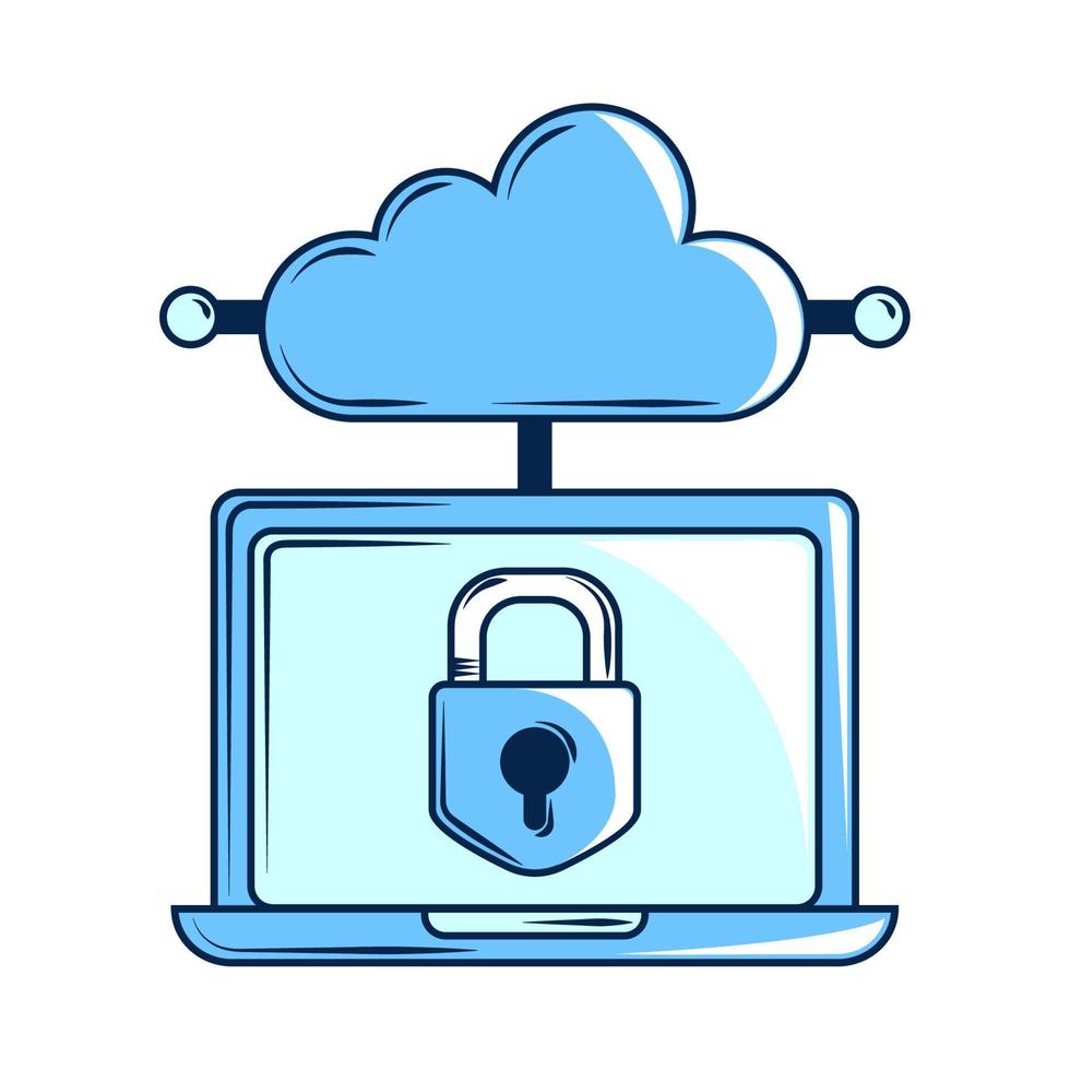 laptop storage cybersecurity vector