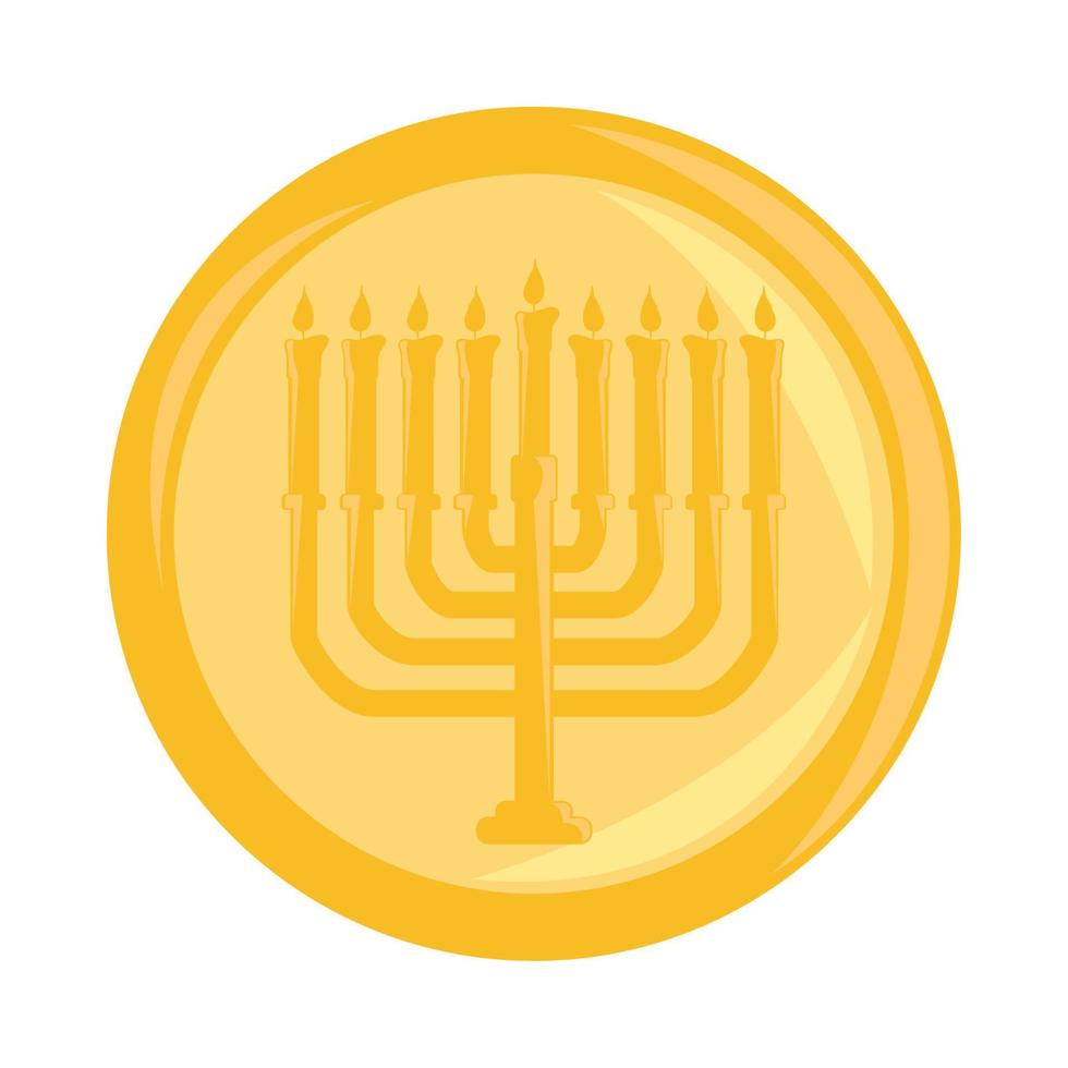 gold coin hanukkah vector