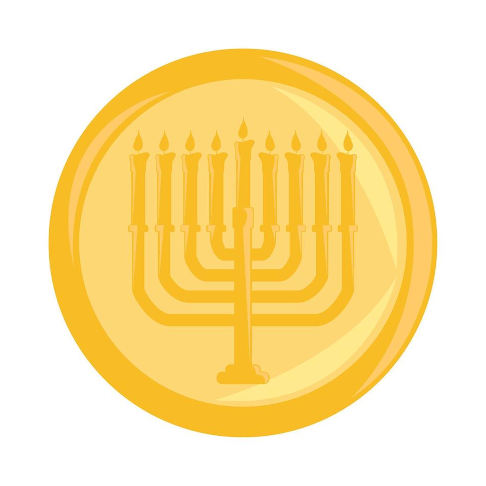 moneda de oro hanukkah vector