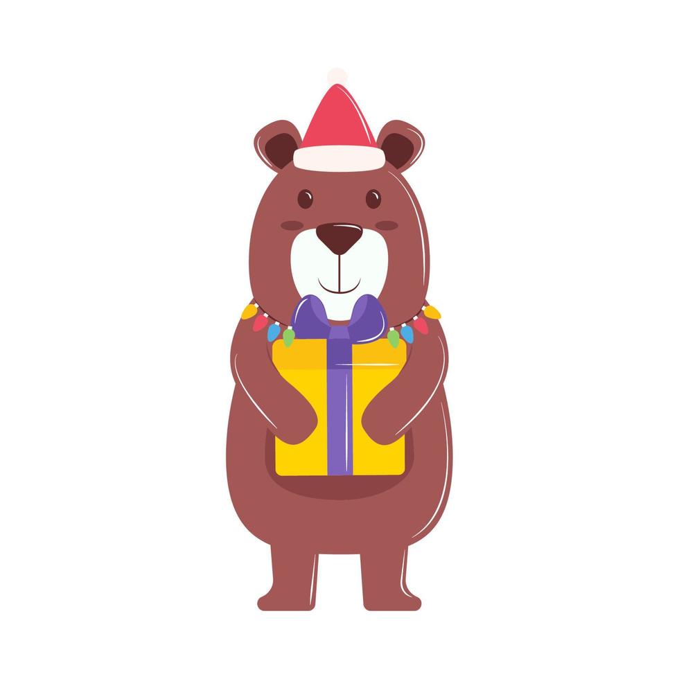 oso personaje navideño vector