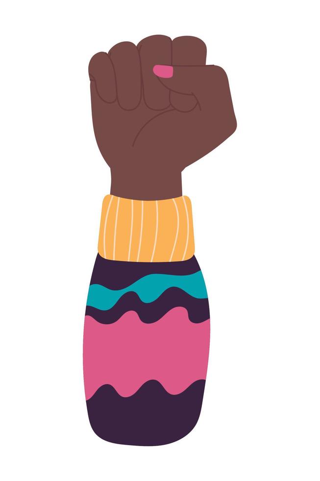 puño femenino mano afro vector