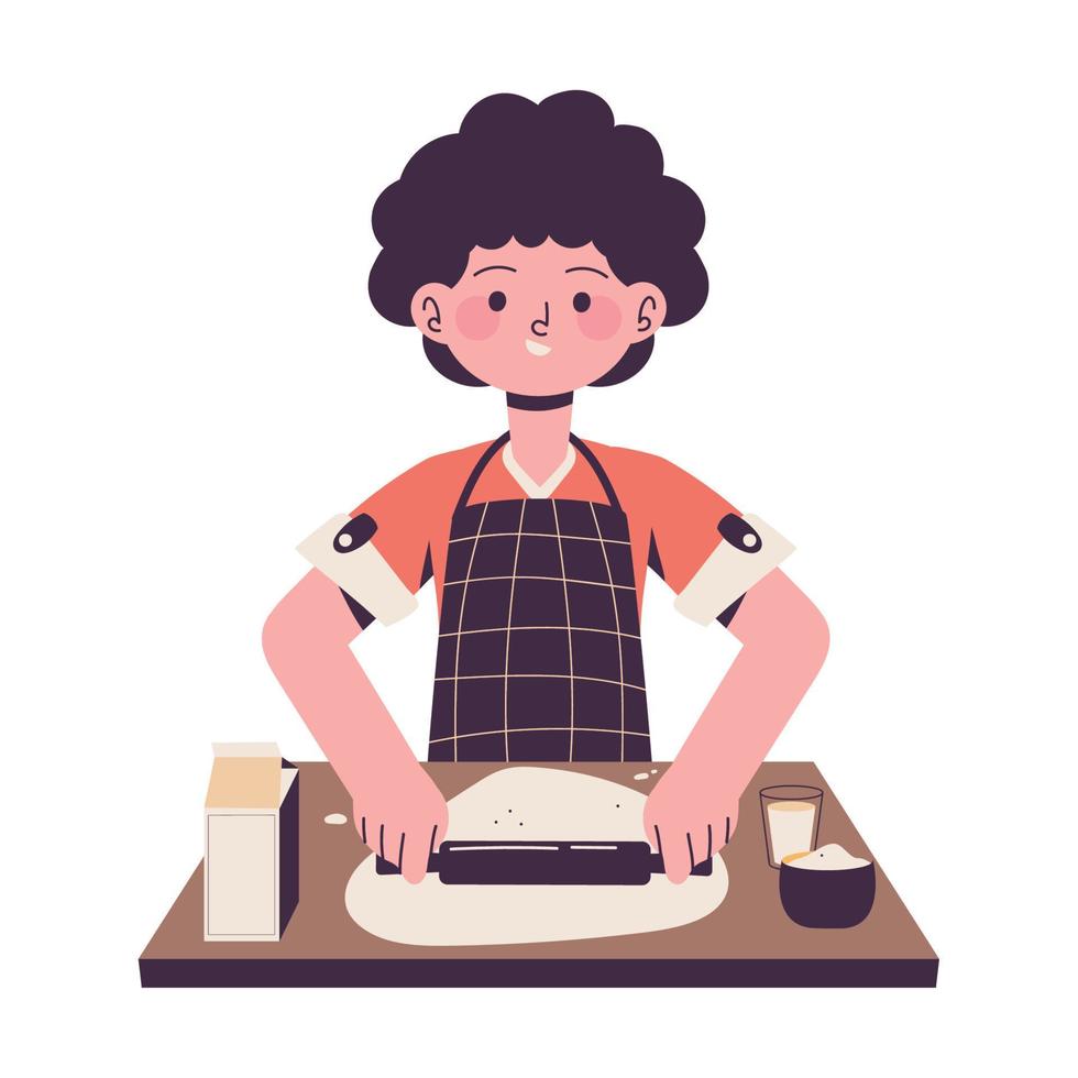 man cooking a bread vector