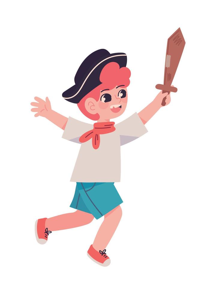 boy playing with pirate sword vector