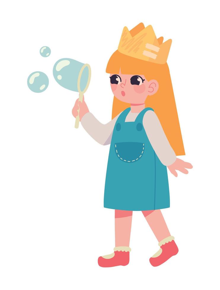 girl playing with bubbles vector