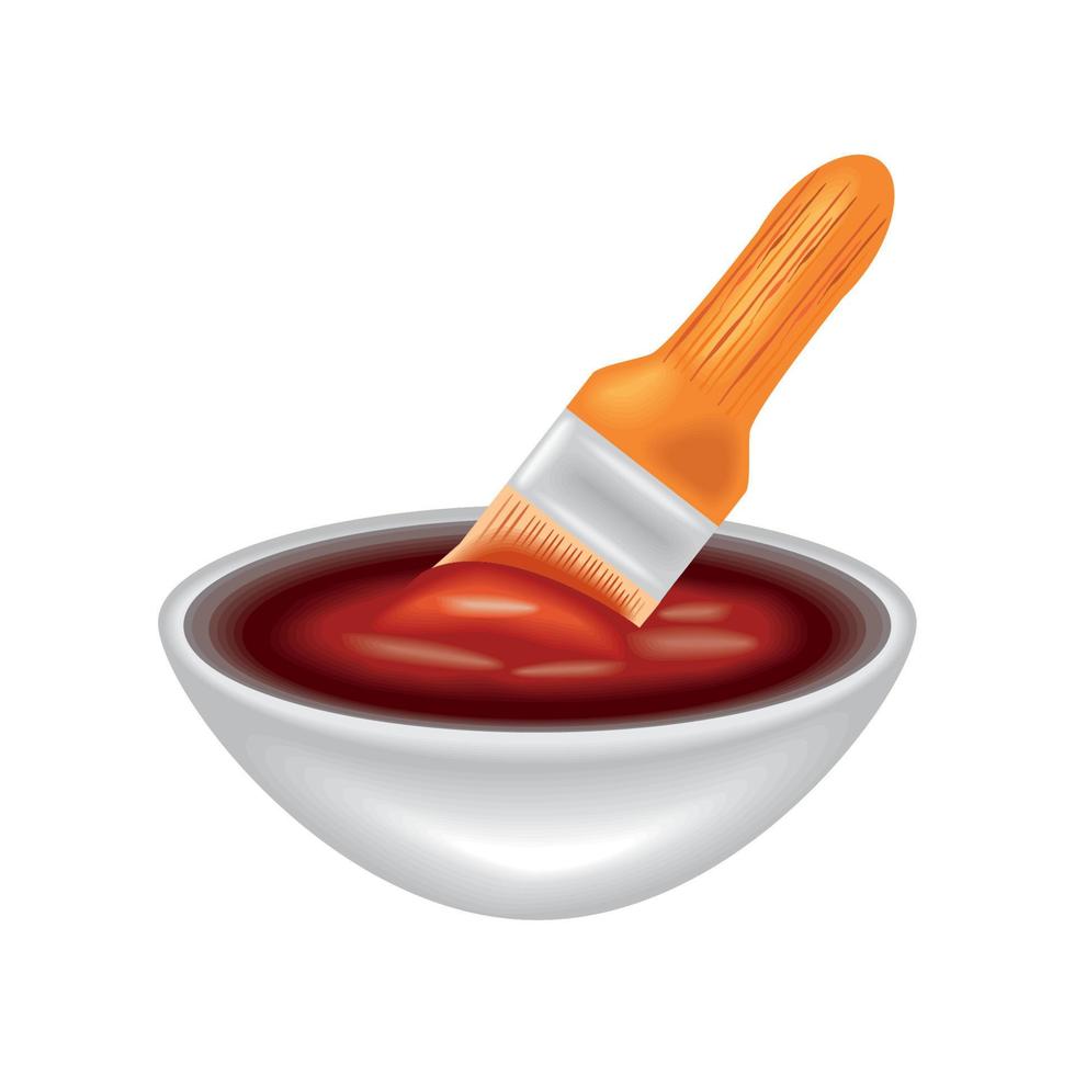 salsa barbacoa con pincel vector