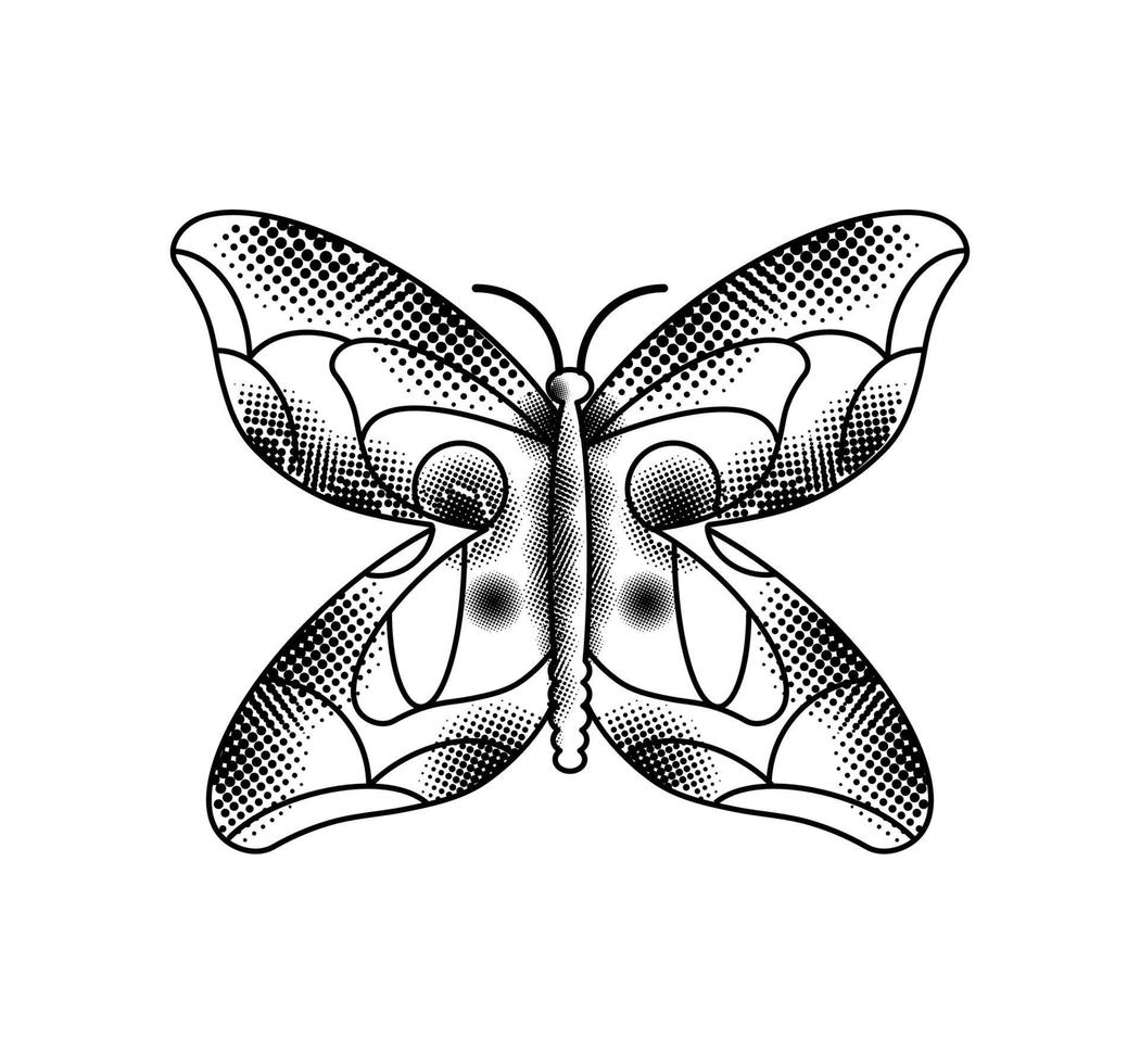 estilo de tatuaje de mariposa vector