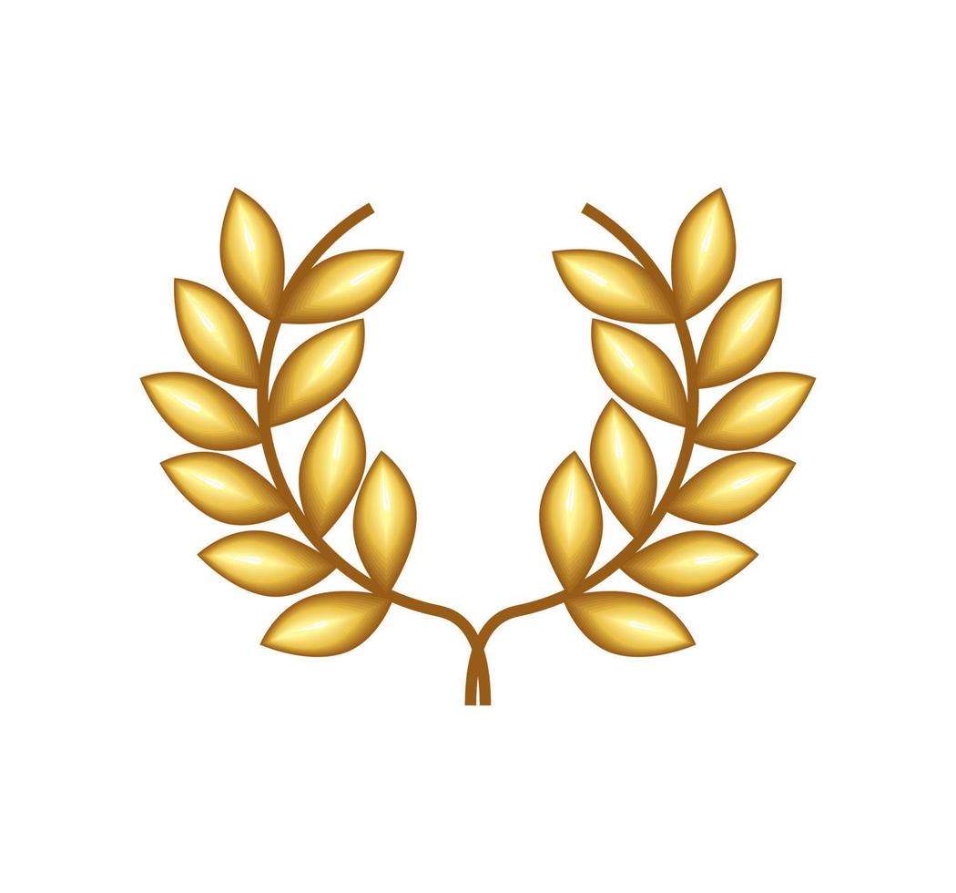 golden badge emblem laurel vector