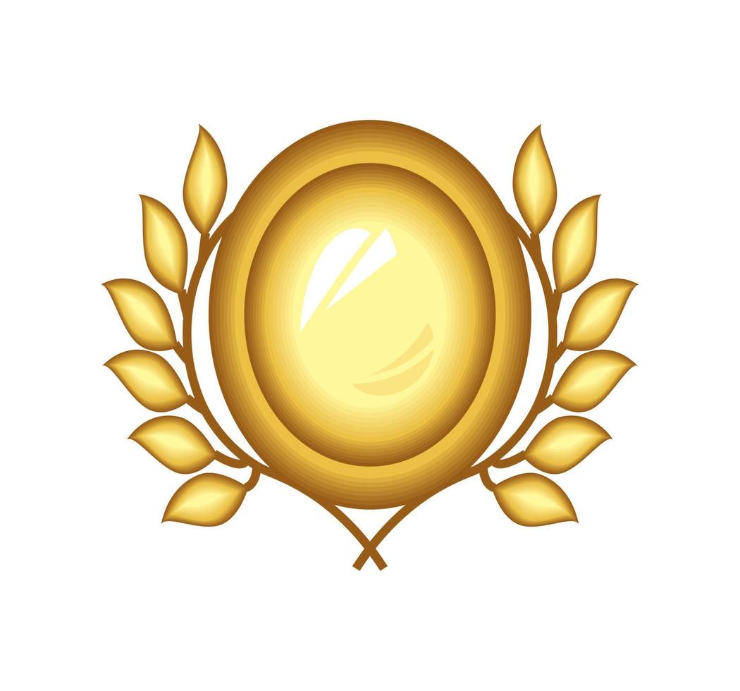 insignia dorada con laurel vector