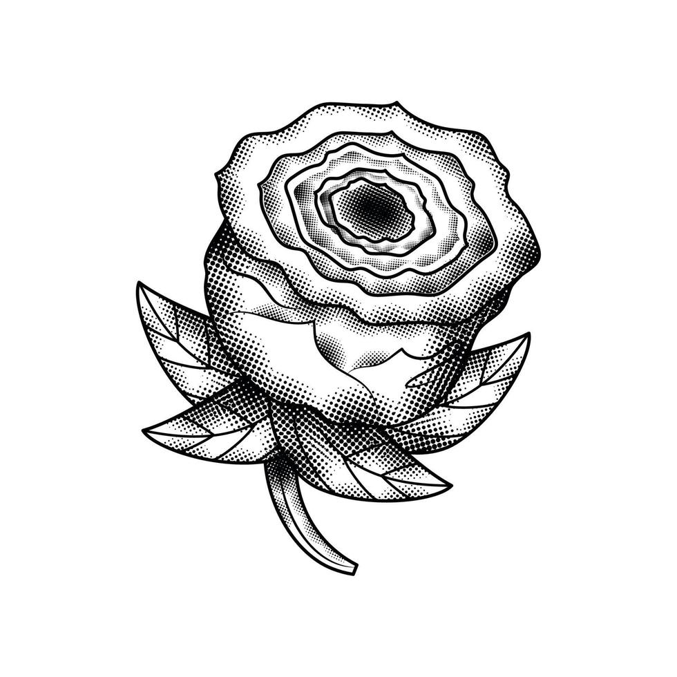 estilo de tatuaje de flor rosa vector