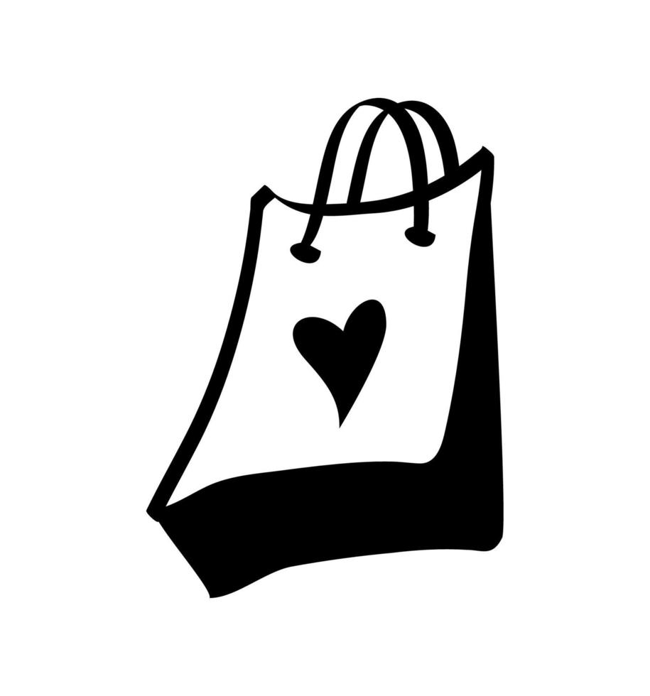 amor bolsa de compras día de san valentín vector