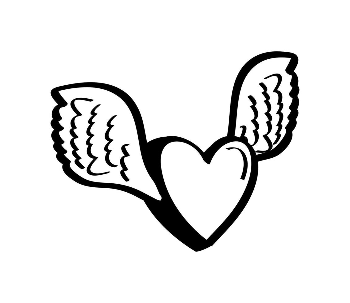 love heart with wings vector