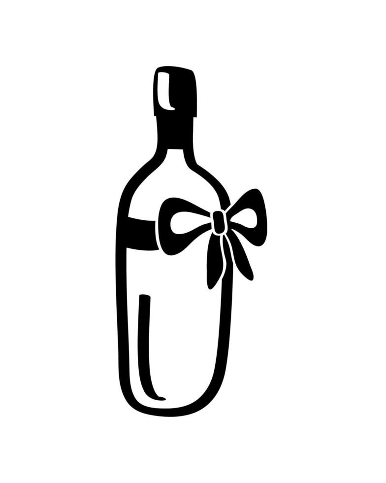 wine bottle with bow vector