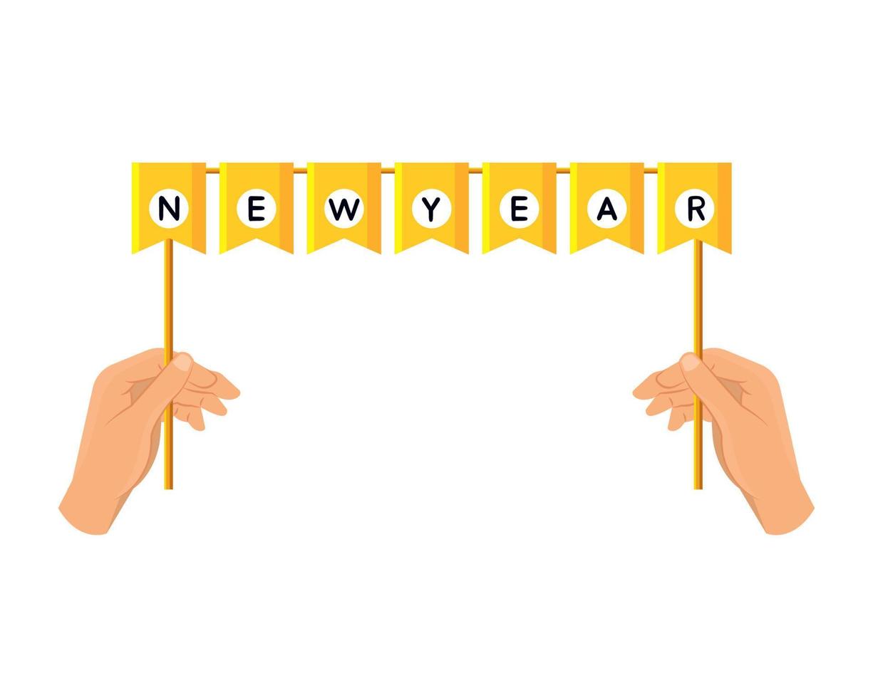 hands with flags new year vector