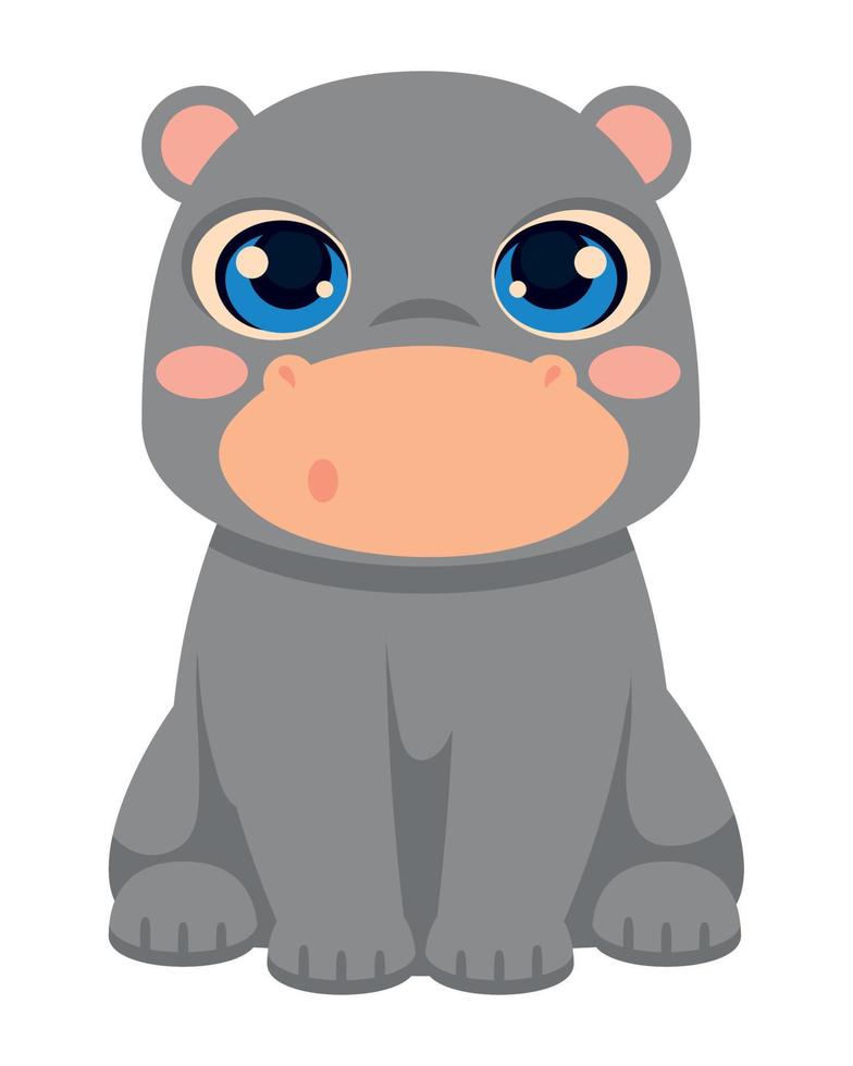 hippo cute animal vector