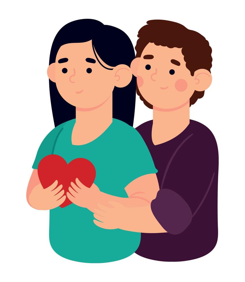 couple hugging with heart vector