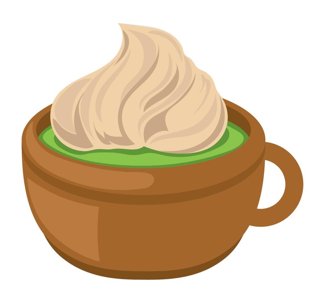 matcha beverage with cream vector