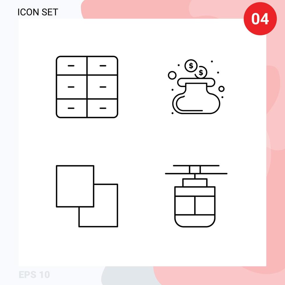 4 Line concept for Websites Mobile and Apps closet swap interior purse outline Editable Vector Design Elements