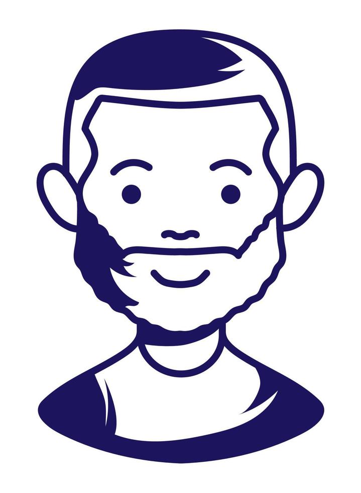 bearded man line style vector