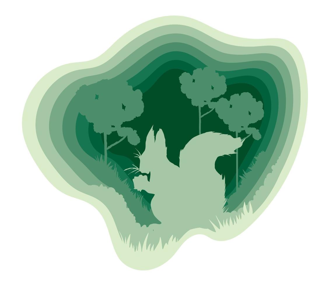 arte de papel de ardilla del bosque vector