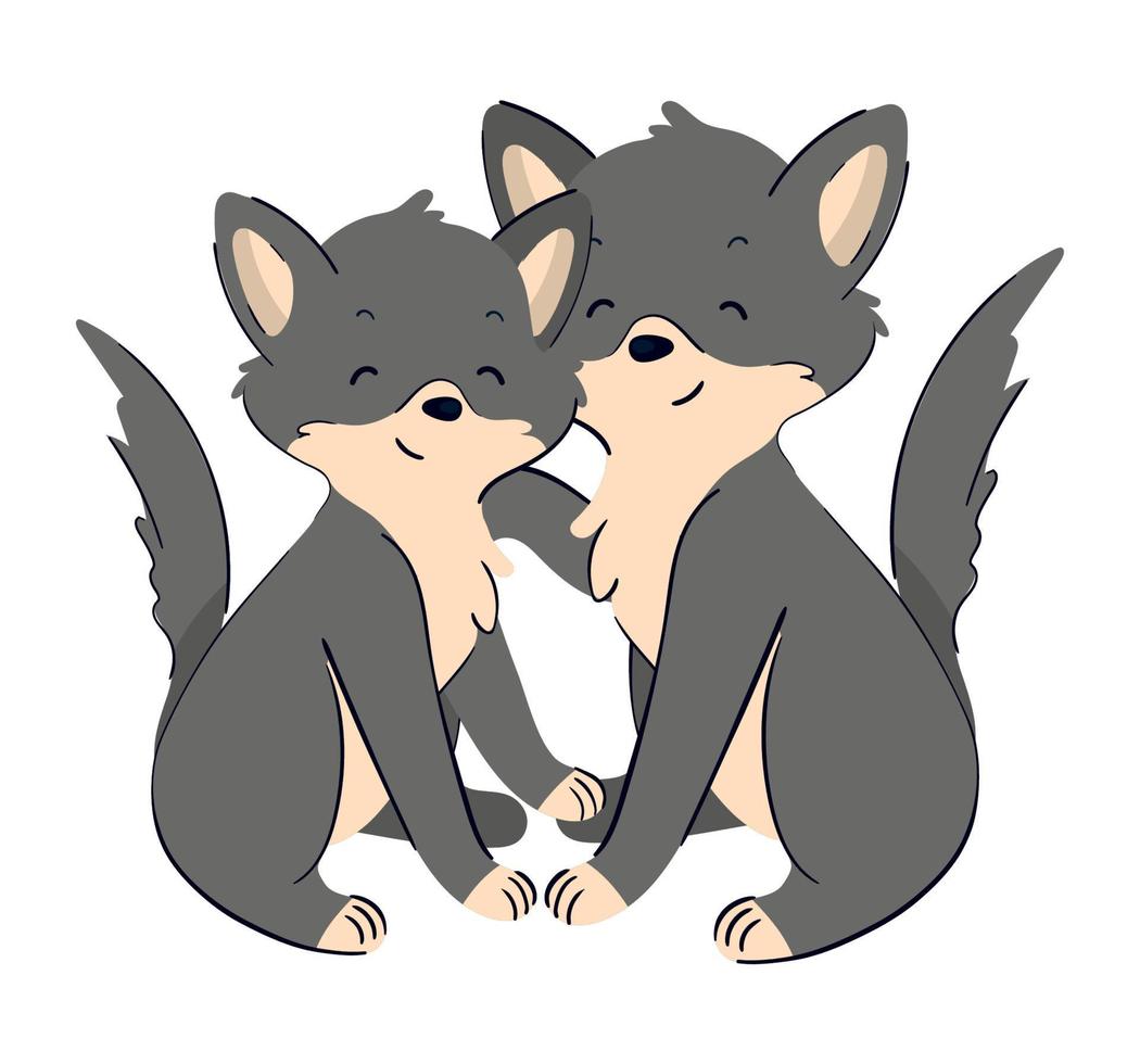 pareja lobo animales vector