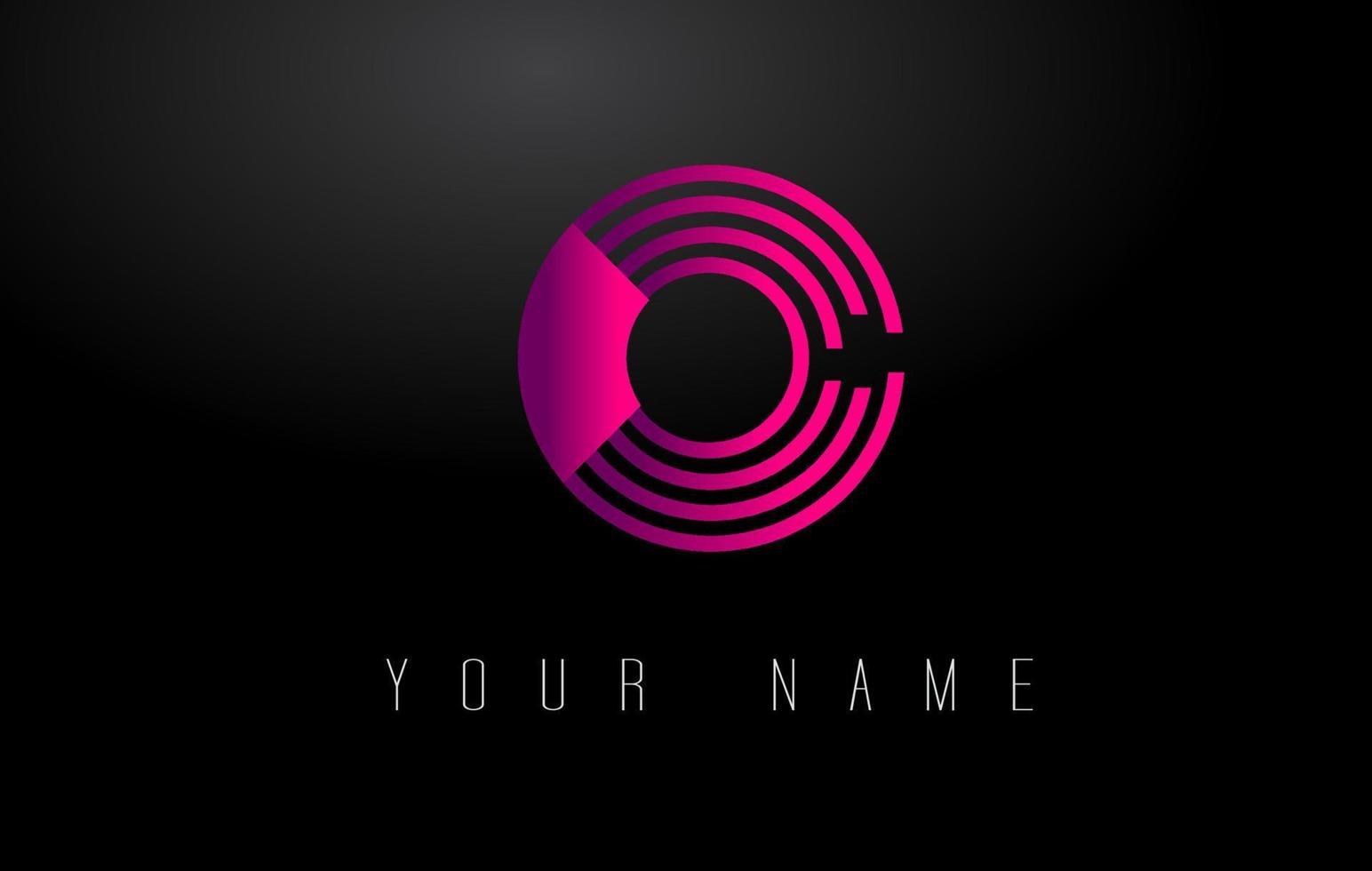 O Magenta Lines Letter Logo. Creative Line Letters Vector Template.