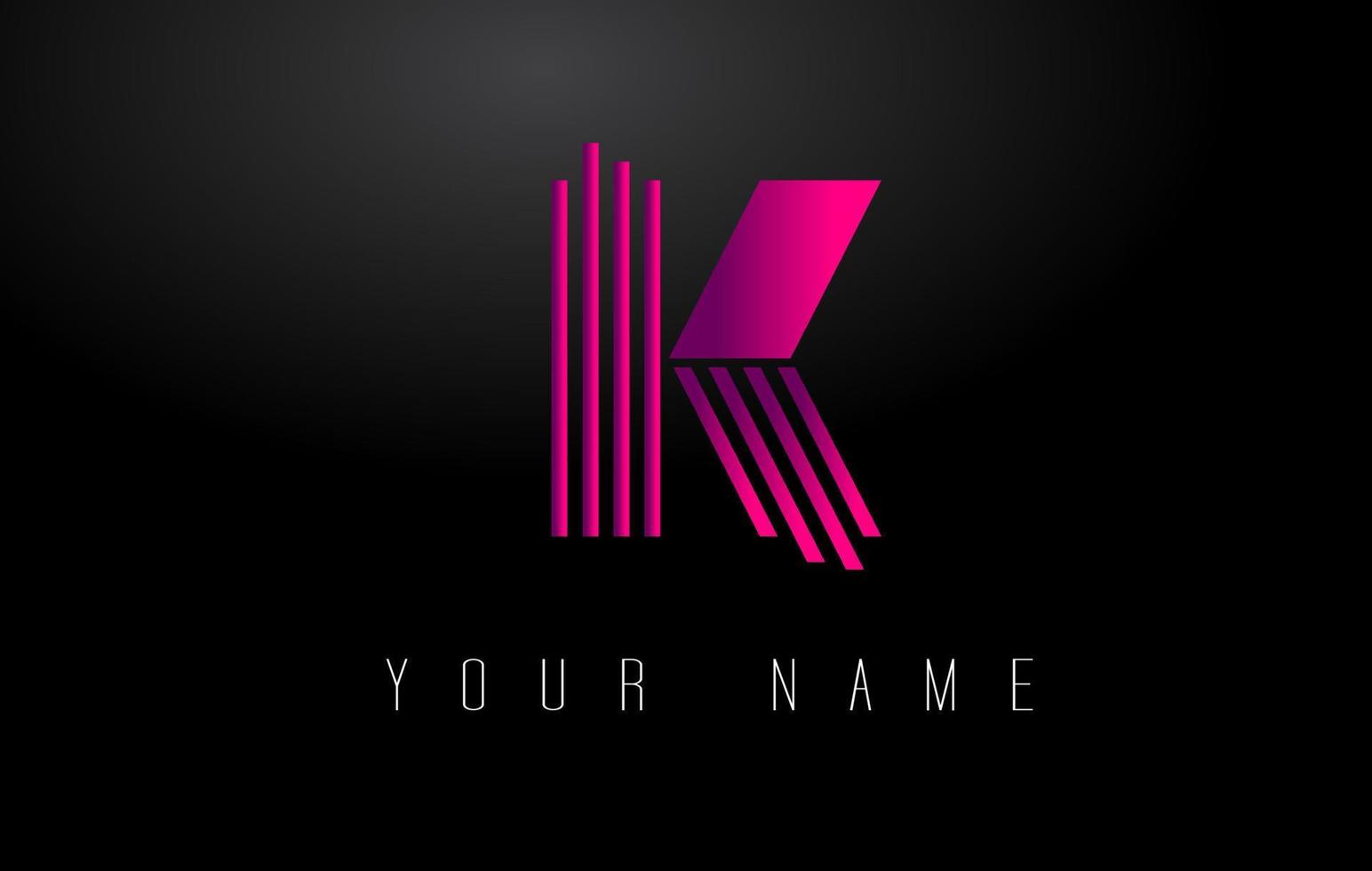 K Magenta Lines Letter Logo. Creative Line Letters Vector Template.