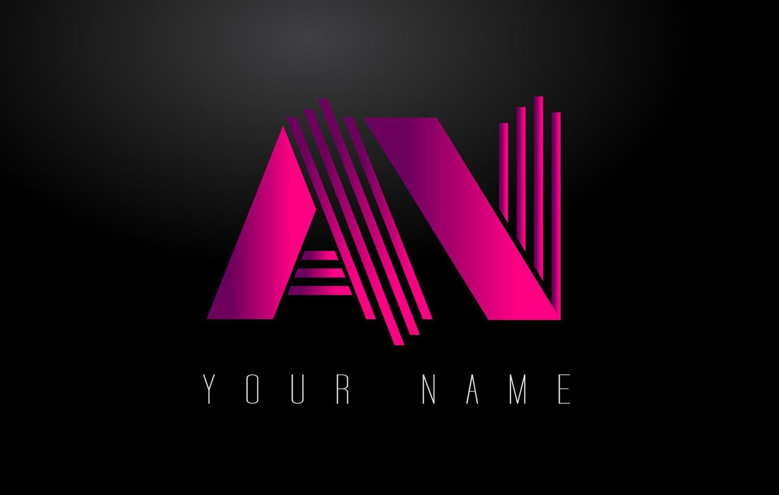 AN Magenta Lines Letter Logo. Creative Line Letters Vector Template.