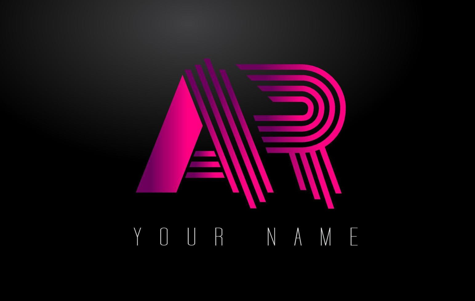 AR Magenta Lines Letter Logo. Creative Line Letters Vector Template.