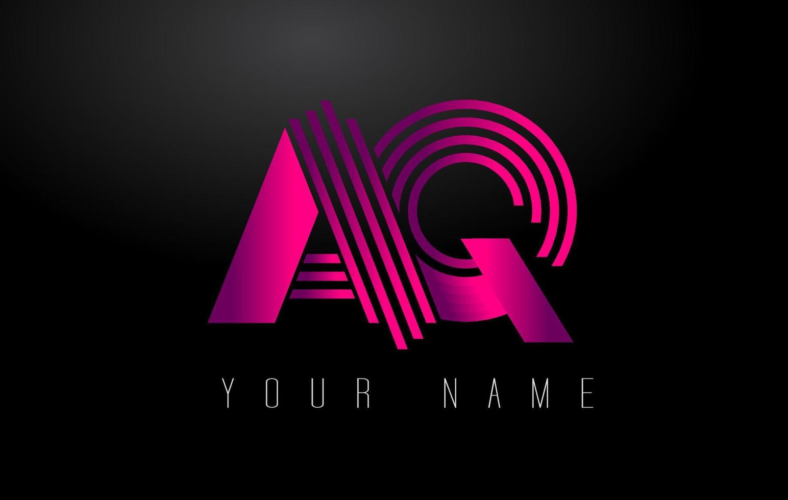 logotipo de letra de líneas magenta aq. plantilla de vector de letras de línea creativa.