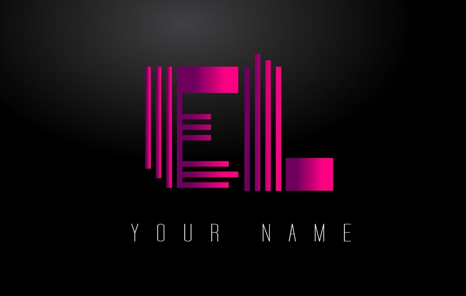 EL Magenta Lines Letter Logo. Creative Line Letters Vector Template.