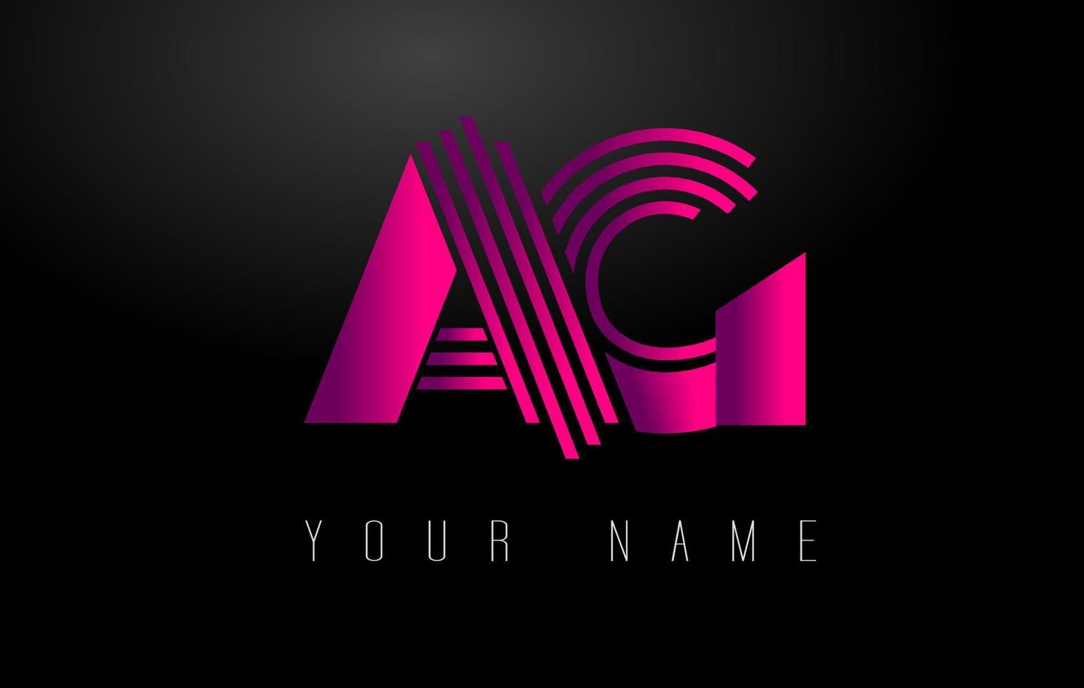 AG Magenta Lines Letter Logo. Creative Line Letters Vector Template.