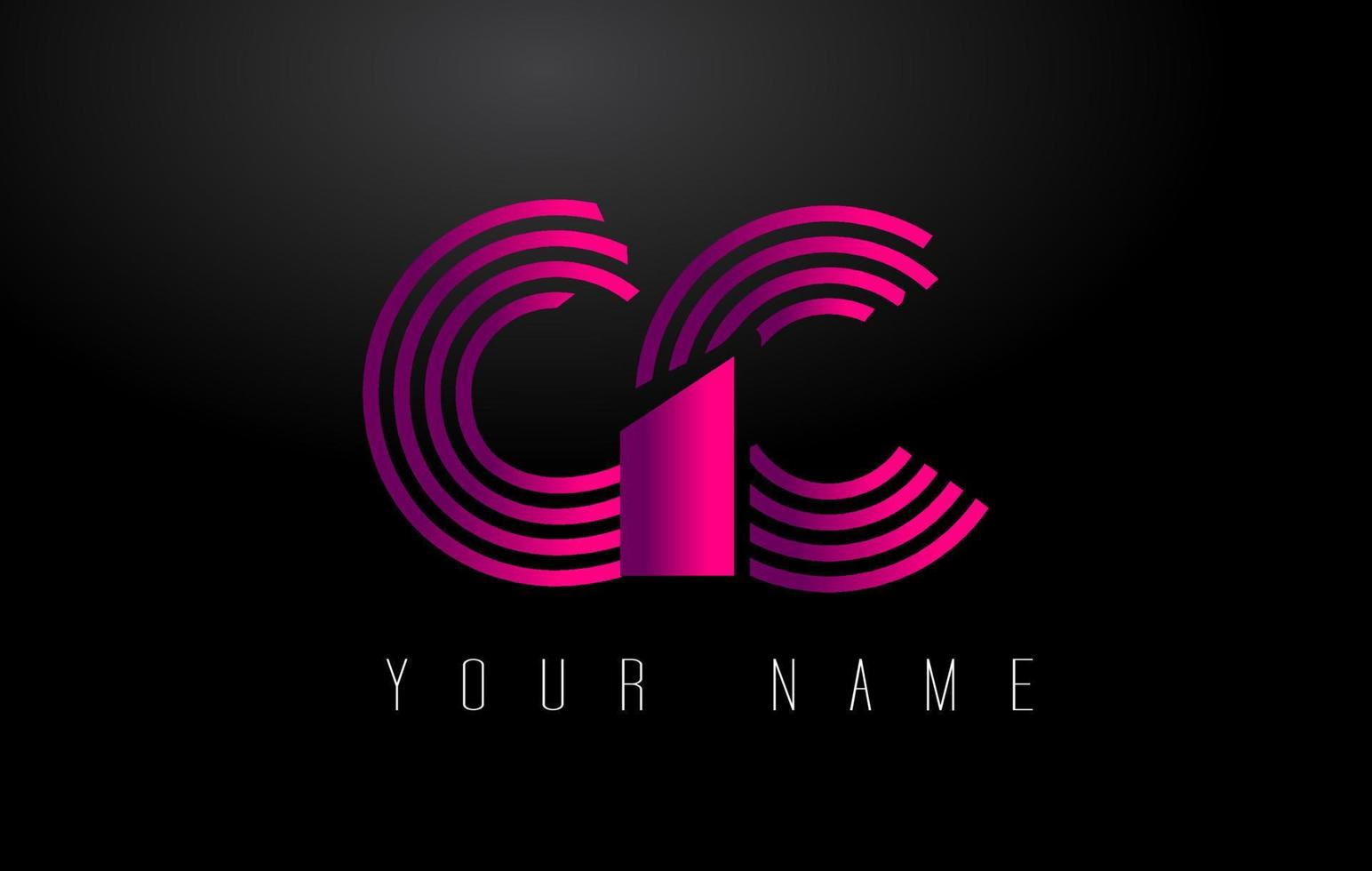 logotipo de letra de líneas magenta gc. plantilla de vector de letras de línea creativa.