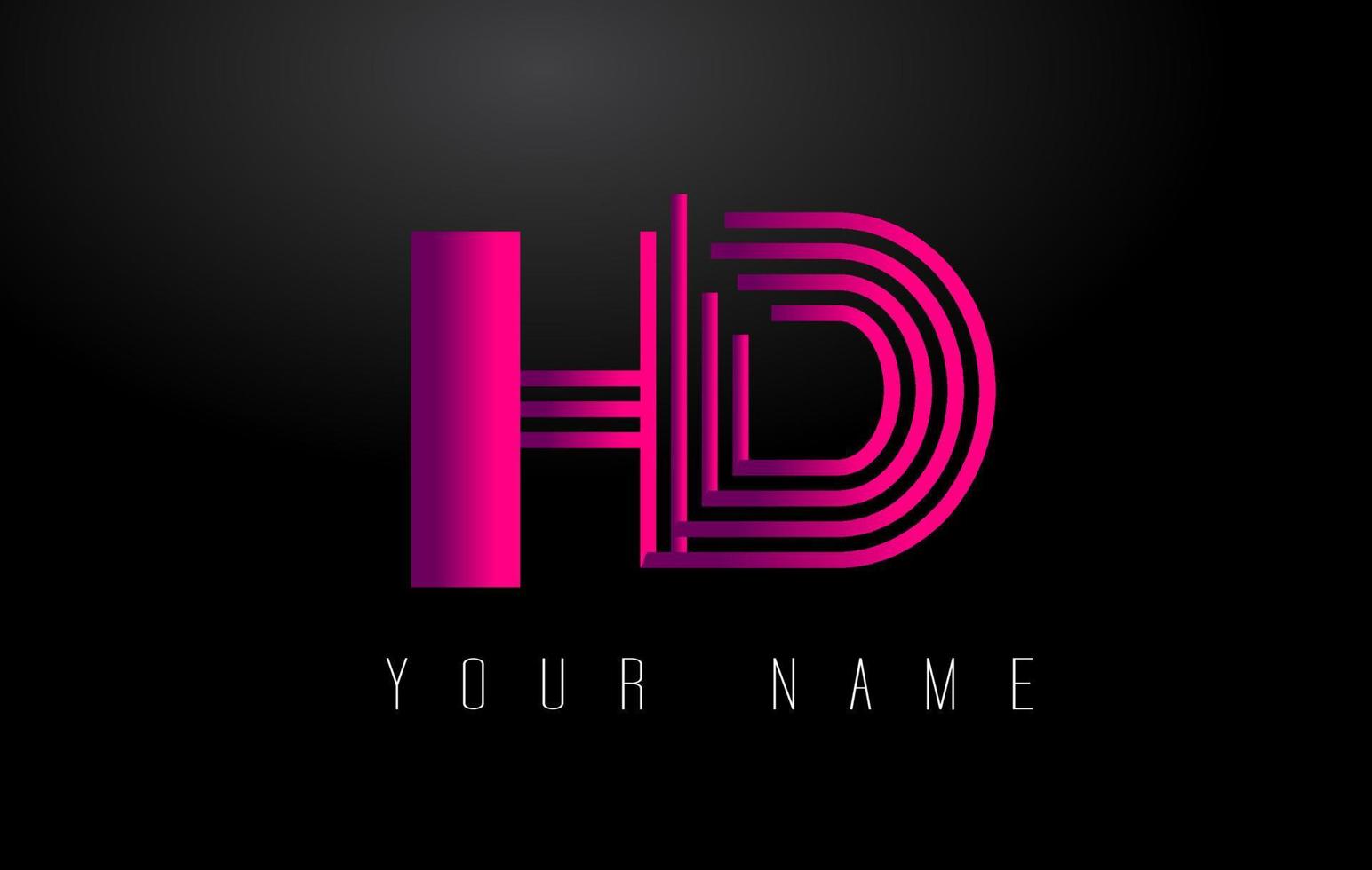 HD Magenta Lines Letter Logo. Creative Line Letters Vector Template.