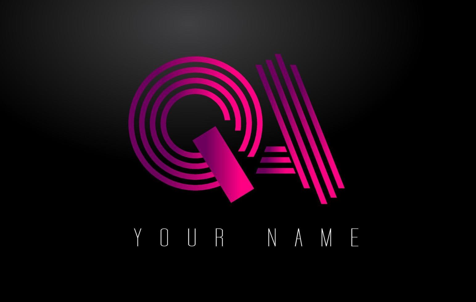 QA Magenta Lines Letter Logo. Creative Line Letters Vector Template.