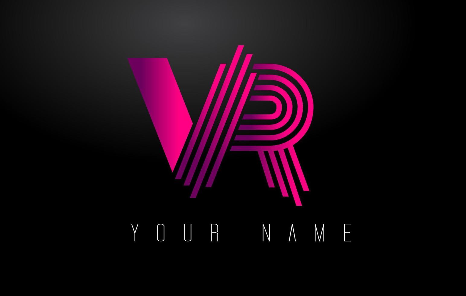 logotipo de letra de líneas magenta vr. plantilla de vector de letras de línea creativa.