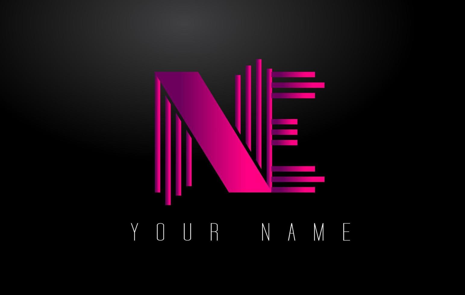 NE Magenta Lines Letter Logo. Creative Line Letters Vector Template.