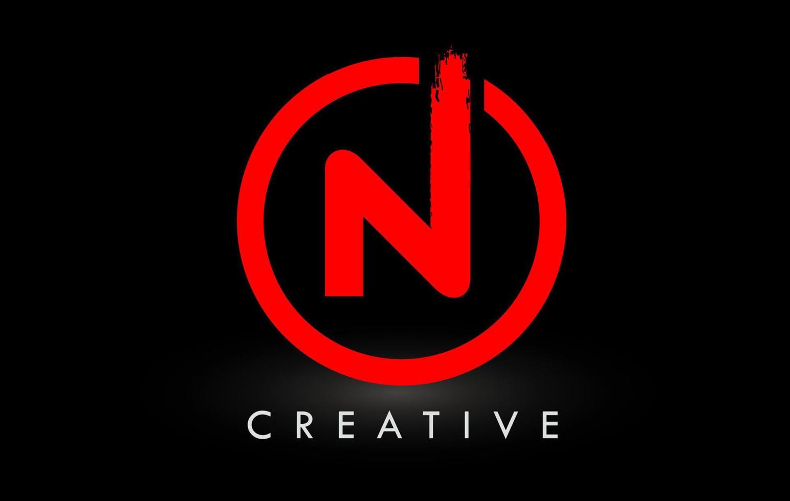 Red N Brush Letter Logo Design. Creative Brushed Letters Icon Logo. vector