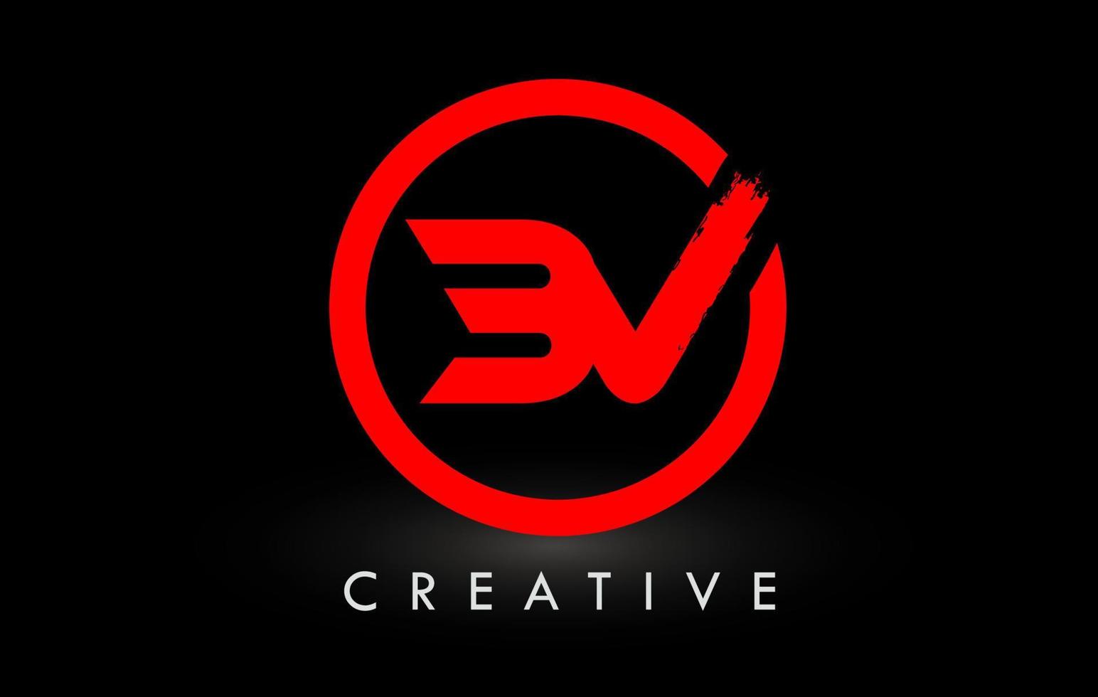 Red BV Brush Letter Logo Design. Creative Brushed Letters Icon Logo. vector