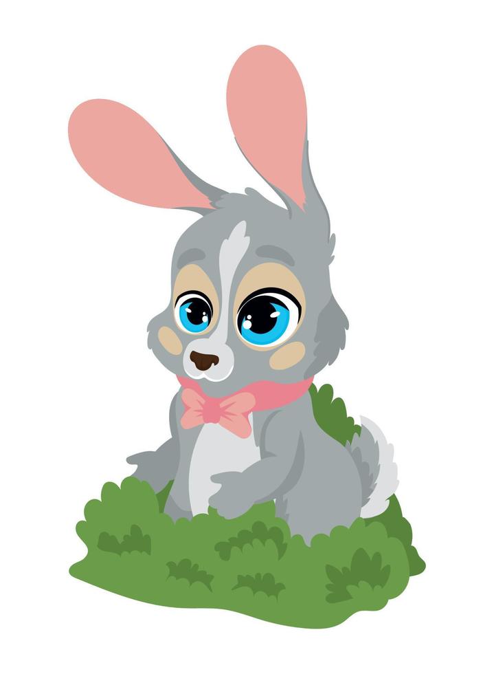rabbit on grass happy easter vector