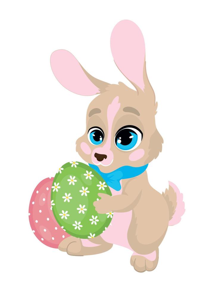 rabbit with egg happy easter 16768225 Vector Art at Vecteezy