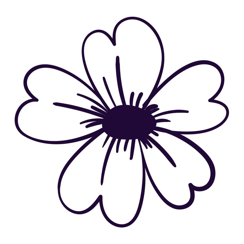 doodle flower icon vector