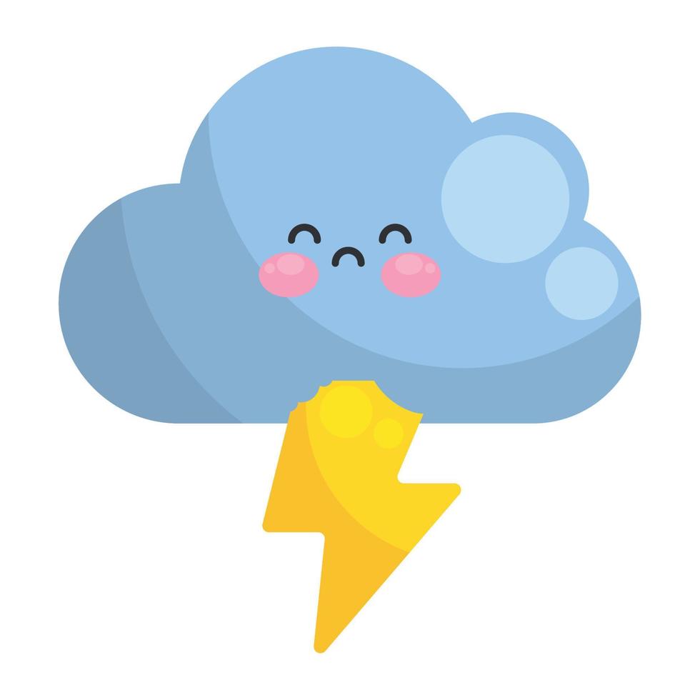 storm kawaii sky character vector