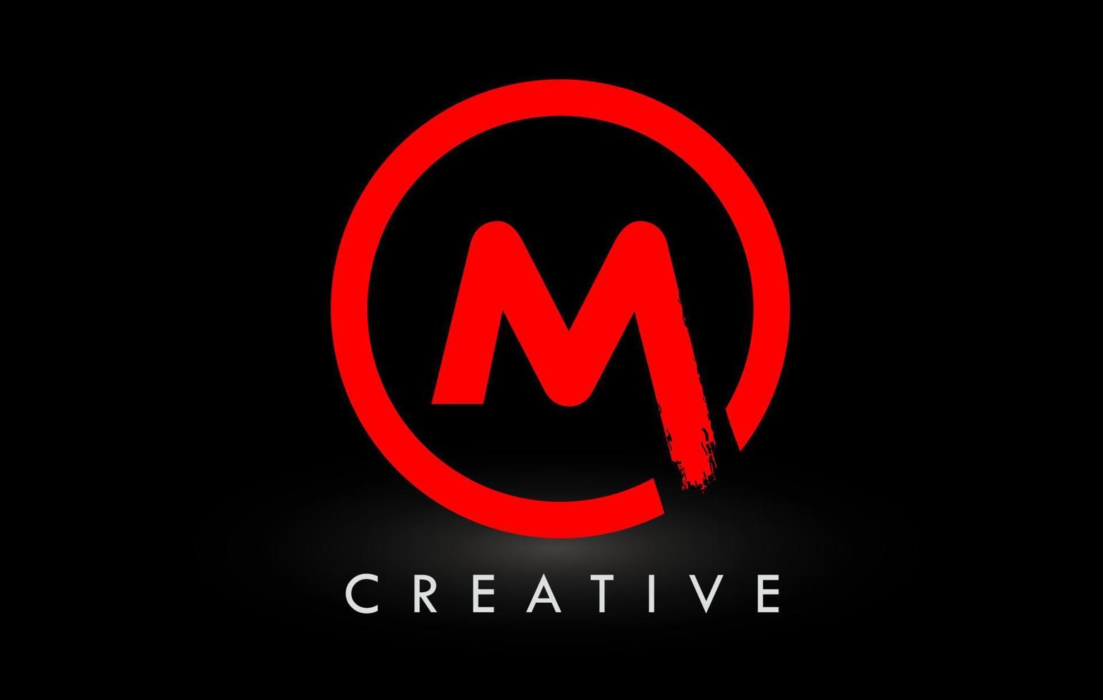 Red M Brush Letter Logo Design. Creative Brushed Letters Icon Logo