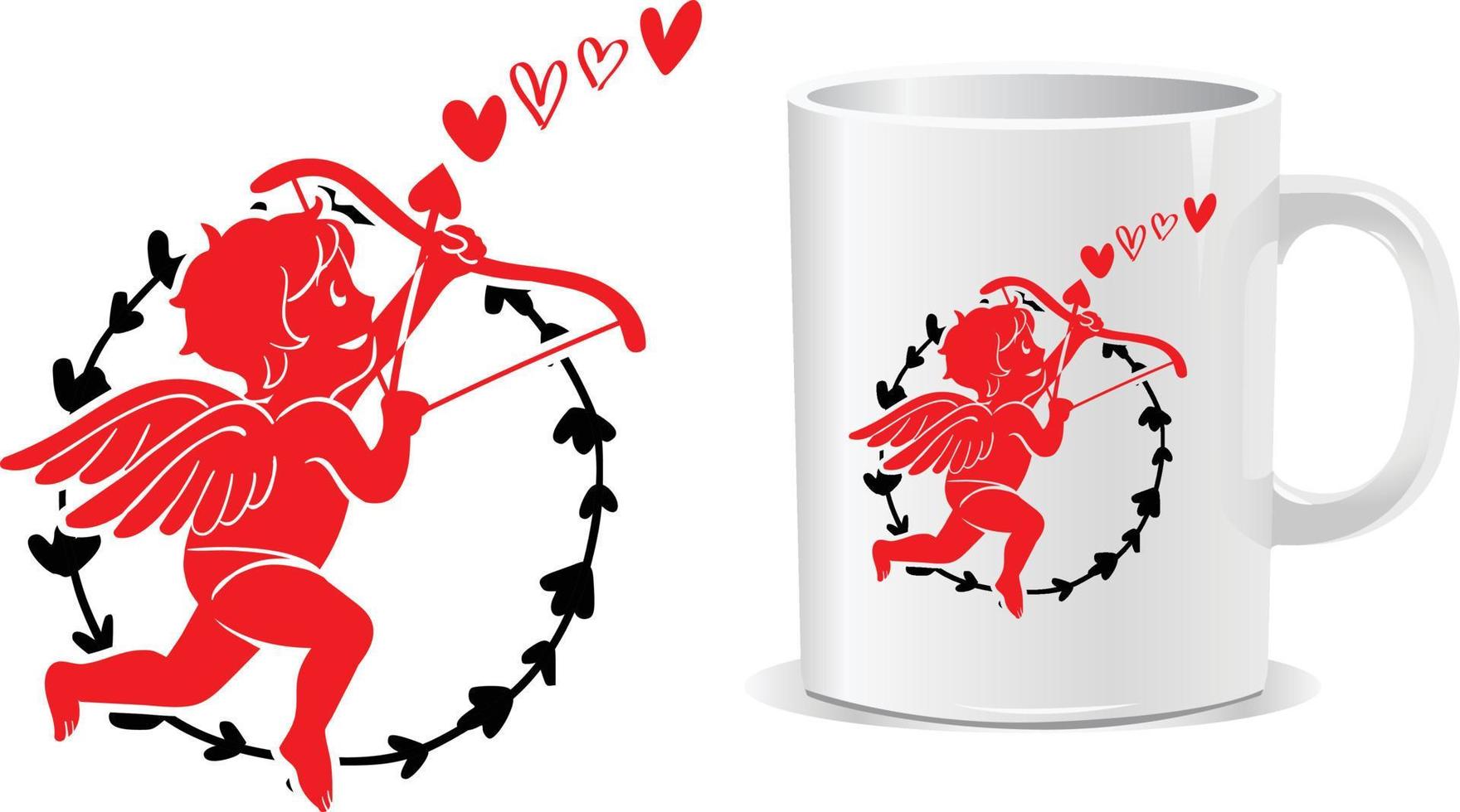 vector de diseño de taza de feliz día de san valentín cupido