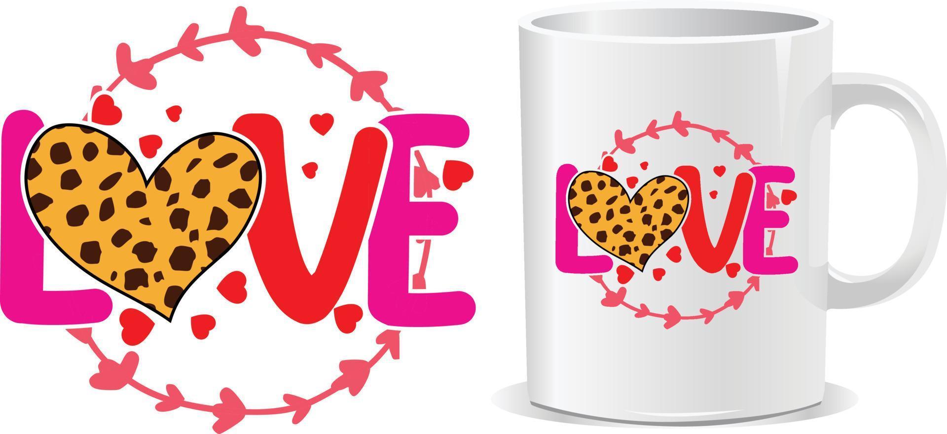 LOVE Happy valentine's day quotes mug design vector