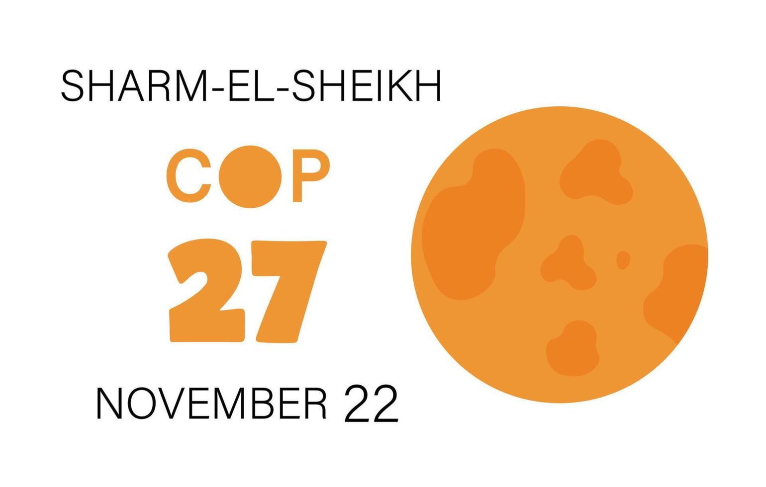 diseño para cop 27 sharm-el-sheikh 2022 en noviembre conferencia de cambio climático de las naciones unidas. debate sobre la atmósfera del planeta. banner horizontal para redes sociales, blog, página web. vector