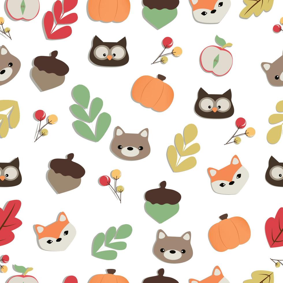 Colorful childrens pattern autumn in the forest vector