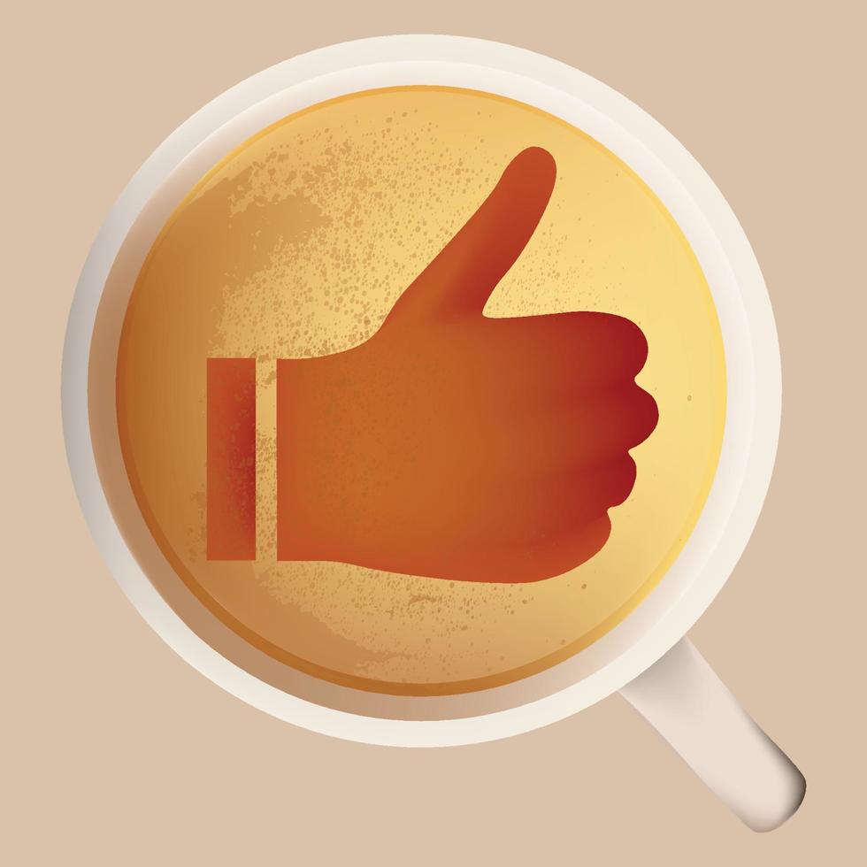 Illustration depicting a cup of coffee and a cool hand vector