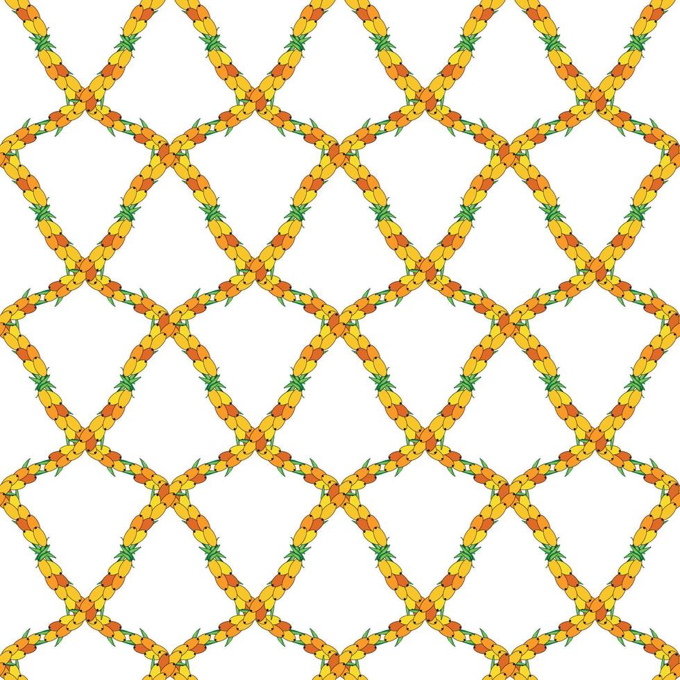 Sea buckthorn seamless pattern. Twigs with berries and leaves. Template with orange fresh berries for wallpaper vector